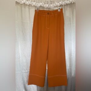 J.Crew Rust Orange Wide Leg Pants High Rise Elastic Waist Size 00
